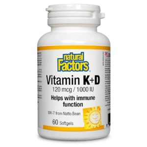 Natural Factors - Vitamin K & D 120 mcg & 1000 IU - 60 Softgels