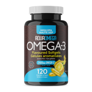 AquaOmega Omega-3 High EPA Lemon 120 Chewable Softgels