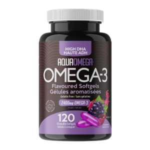 AquaOmega Omega-3 High DHA Grape 120 Chewable Softgels