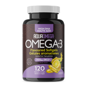 AquaOmega Omega-3 High DHA Lemon 120 Chewable Softgels